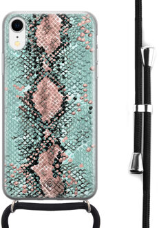 Casimoda iPhone XR hoesje met koord - Snake pastel Mint