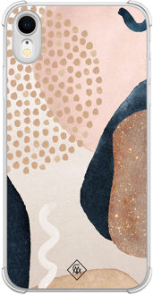Casimoda iPhone XR shockproof hoesje - Abstract dots Bruin/beige