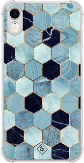 Casimoda iPhone XR shockproof hoesje - Blue cubes Blauw