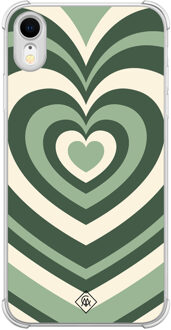 Casimoda iPhone XR shockproof hoesje - Groen hart swirl