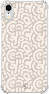 Casimoda iPhone XR shockproof hoesje - Ivory abstraction Bruin/beige