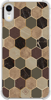 Casimoda iPhone XR shockproof hoesje - Kubus groen bruin Bruin/beige