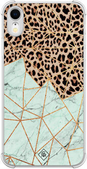 Casimoda iPhone XR shockproof hoesje - Luipaard marmer mint