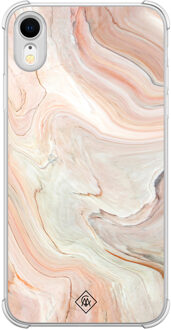 Casimoda iPhone XR shockproof hoesje - Marmer waves Bruin/beige