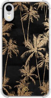 Casimoda iPhone XR shockproof hoesje - Palmbomen Zwart, Goudkleurig