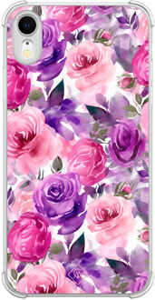 Casimoda iPhone XR shockproof hoesje - Rosy blooms Paars