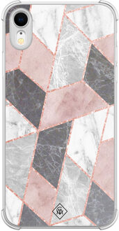 Casimoda iPhone XR shockproof hoesje - Stone grid Roze
