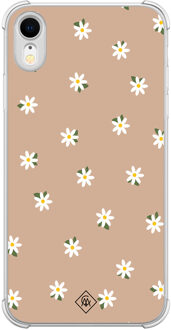 Casimoda iPhone XR shockproof hoesje - Sweet daisies Bruin/beige