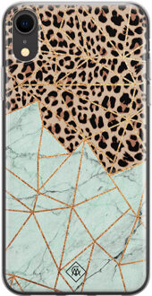 Casimoda iPhone XR siliconen hoesje - Luipaard marmer mint Bruin/beige, Mint