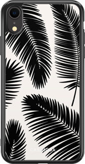 Casimoda iPhone XR siliconen hoesje - Palm leaves silhouette Zwart