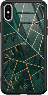 Casimoda iPhone XS Max glazen hardcase - Abstract groen Multi