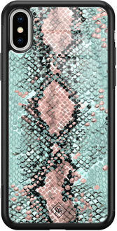 Casimoda iPhone XS Max glazen hardcase - Baby snake Blauw
