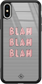 Casimoda iPhone XS Max glazen hardcase - Blah blah blah Wit