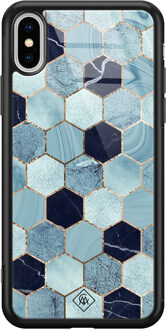 Casimoda iPhone XS Max glazen hardcase - Blue cubes Roze