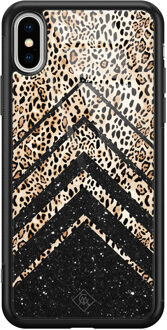 Casimoda iPhone XS Max glazen hardcase - Chevron luipaard Mint
