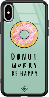 Casimoda iPhone XS Max glazen hardcase - Donut worry Blauw
