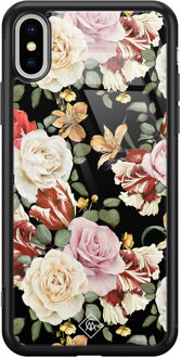 Casimoda iPhone XS Max glazen hardcase - Flowerpower Zwart