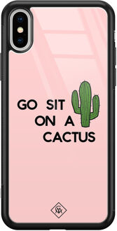 Casimoda iPhone XS Max glazen hardcase - Go sit on a cactus Wit