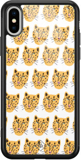 Casimoda iPhone XS Max glazen hardcase - Got my leopard Grijs/zilverkleurig