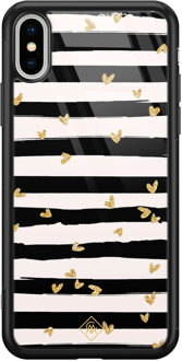 Casimoda iPhone XS Max glazen hardcase - Hart streepjes Multi