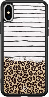 Casimoda iPhone XS Max glazen hardcase - Leopard lines Multi