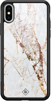 Casimoda iPhone XS Max glazen hardcase - Marmer goud Roze