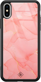 Casimoda iPhone XS Max glazen hardcase - Marmer roze Geel
