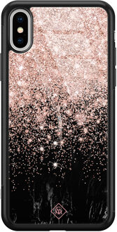 Casimoda iPhone XS Max glazen hardcase - Marmer twist Bruin/beige