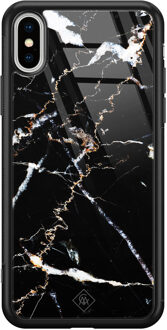 Casimoda iPhone XS Max glazen hardcase - Marmer zwart Blauw