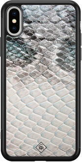 Casimoda iPhone XS Max glazen hardcase - Oh my snake Zwart