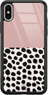Casimoda iPhone XS Max glazen hardcase - Pink dots Mint