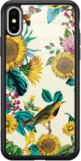 Casimoda iPhone XS Max glazen hardcase - Sunflowers Blauw