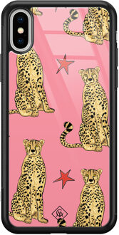 Casimoda iPhone XS Max glazen hardcase - The pink leopard Multi