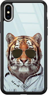 Casimoda iPhone XS Max glazen hardcase - Tijger wild Rosekleurig