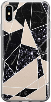 Casimoda iPhone XS Max siliconen hoesje - Abstract painted Zwart, Bruin/beige