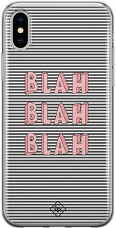 Casimoda iPhone XS Max siliconen hoesje - Blah blah blah Blauw, Roze