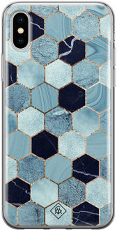 Casimoda iPhone XS Max siliconen hoesje - Blue cubes Blauw