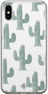 Casimoda iPhone XS Max siliconen hoesje - Cactus print Groen