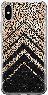 Casimoda iPhone XS Max siliconen hoesje - Chevron luipaard Zwart, Bruin/beige