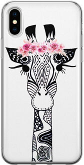 Casimoda iPhone XS Max siliconen hoesje - Giraffe Zwart, Wit