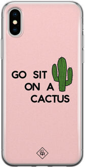 Casimoda iPhone XS Max siliconen hoesje - Go sit on a cactus Roze