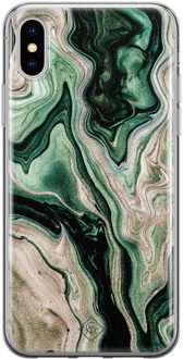 Casimoda iPhone XS Max siliconen hoesje - Green waves Groen