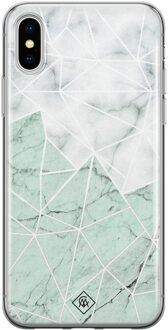 Casimoda iPhone XS Max siliconen hoesje - Marmer mint mix