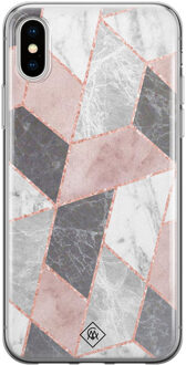 Casimoda iPhone XS Max siliconen hoesje - Stone grid Roze