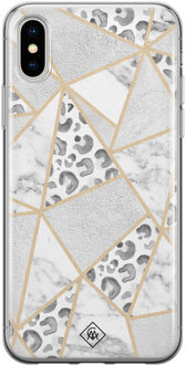 Casimoda iPhone XS Max siliconen hoesje - Stone & leopard print Bruin/beige