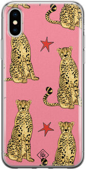 Casimoda iPhone XS Max siliconen hoesje - The pink leopard Roze