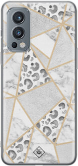 Casimoda OnePlus Nord 2 hoesje siliconen - Stone & leopard print Bruin/beige