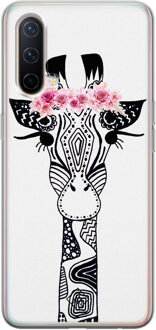 Casimoda OnePlus Nord CE 5G siliconen telefoonhoesje - Giraffe Zwart, Wit