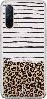 Casimoda OnePlus Nord CE 5G siliconen telefoonhoesje - Leopard lines Bruin/beige