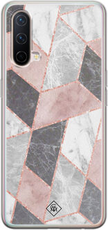 Casimoda OnePlus Nord CE 5G siliconen telefoonhoesje - Stone grid Roze